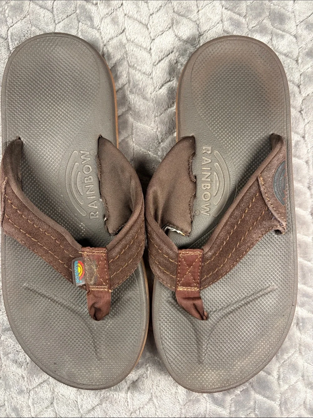 Rainbow Mens Brown Strap Flip Flops size 8
